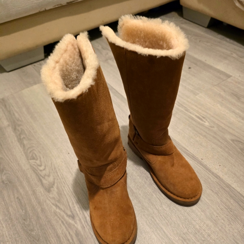 Far west women's suede boots with sherpa wool linning